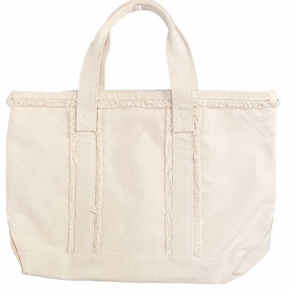 J. Jill 100% Cotton Canvas Tote Bag Sturdy Market Beach Vacation Overnight Bag - Picture 3 of 9